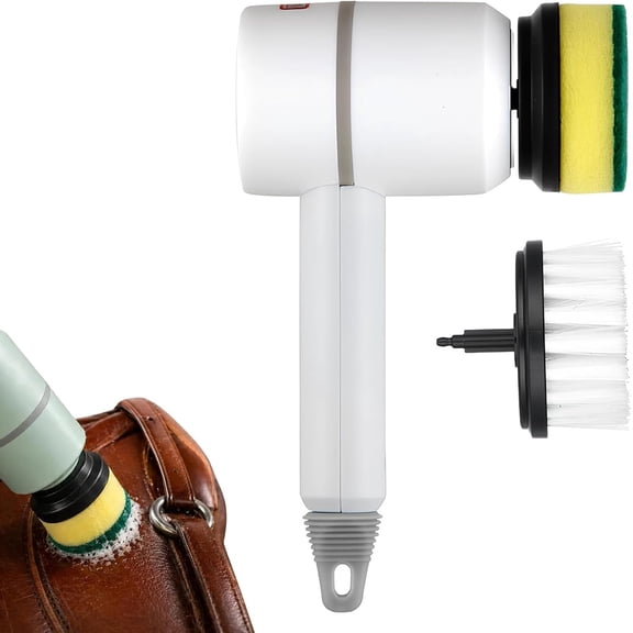 Cordless Saddle Polisher，Power Spin Scrubber，USB Rechargeable Electric Brush with Interchangeable Heads, Multi-use for Horse Tack, Saddle, Bathroom and Kitchen (White)