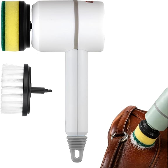Cordless Saddle Polisher，Power Spin Scrubber，USB Rechargeable Electric Brush with Interchangeable Heads, Multi-use for Horse Tack, Saddle, Bathroom and Kitchen (White)