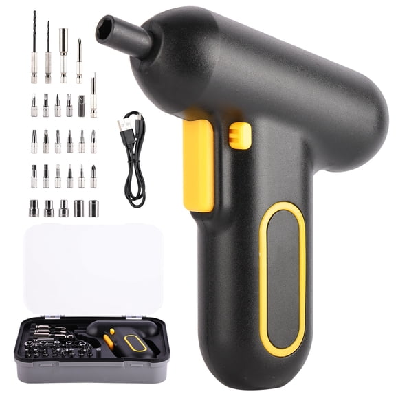 Cordless Screwdriver, Mini Electric Cordless & Rechargeable Screwdriver Set, Multi-Function Electric Drill with USB Cable for Home Office DIY Portable Tools, Black