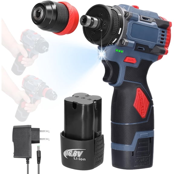 Cordless Screwdriver Kit, 16.8V 2in1 Brushless Electric Screwdriver, 45Nm Torque, 2 Batteries, Practical Screw Driver Home Appliances Furniture Installation Automotive Electronics Repairing