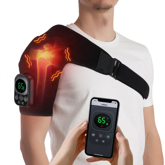 Cordless Shoulder Heating Pad, Heated Shoulder Brace with APP Control, Shoulder Massager for Men Women Shoulder Pain Relief, Left Right Heated Shoulder Wrap, Rotator Cuff Support Frozen Shoulder