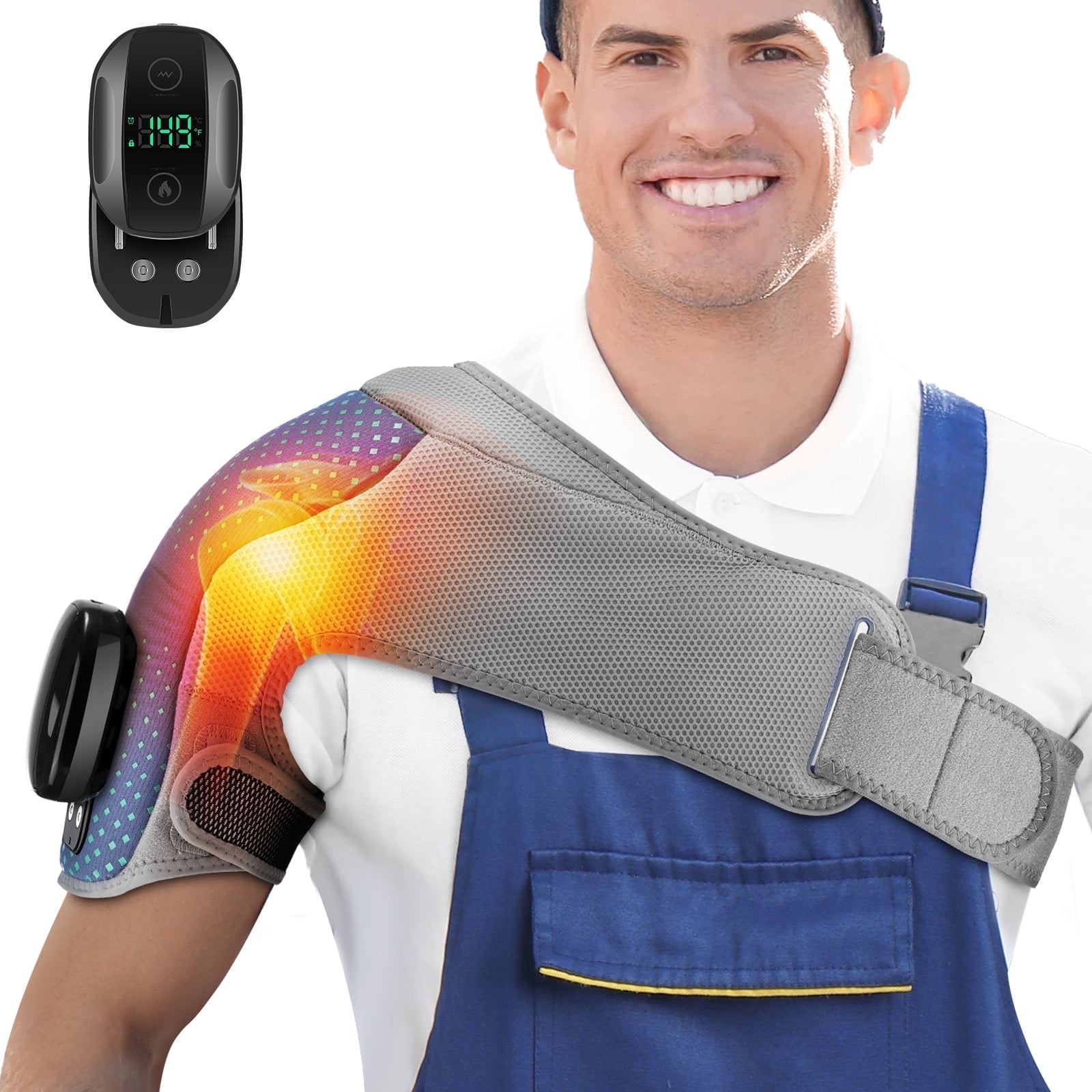 Cordless Shoulder Heating Pad, Heated Shoulder Wrap with Vibration, 6 Heat  & 3 Vibration Settings, 5000mAh Battery, Universal for Left and Right  Shoulders, Magnetic Controller for Easy Operation
