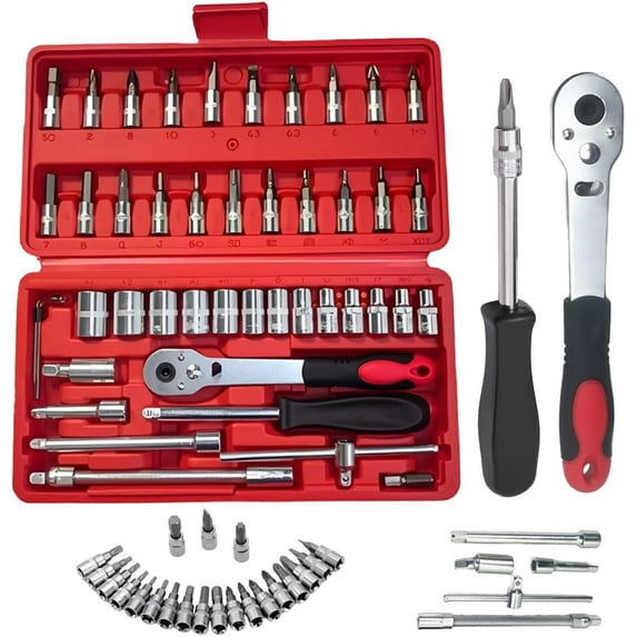 Cordless Slim Ratchet Set, 2025 New Slim Electric Ratchet 46 Piece 1/4-Inch Adjustment Tools, Vessel Electric Ratchets, Repair Toolbox for Home