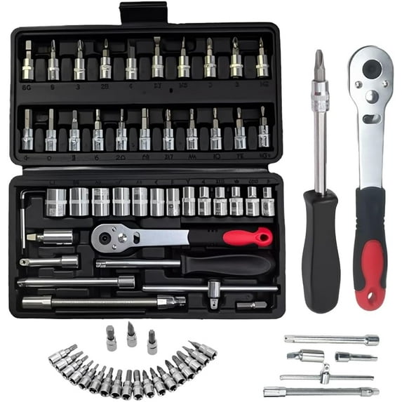 Cordless Slim Ratchet Set, 2025 New Slim Electric Ratchet 46 Piece 1/4-Inch Adjustment Tools, Vessel Electric Ratchets, Repair Toolbox for Home