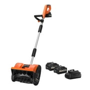 SEYVUM Cordless 12-Inch Snow Shovel, 20V Electric Snow Blower for Driveways, Decks & Walkways, w/ (2) 4.0Ah Batteries & Fast Charger, Up to 50 Mins Run Time, Directional