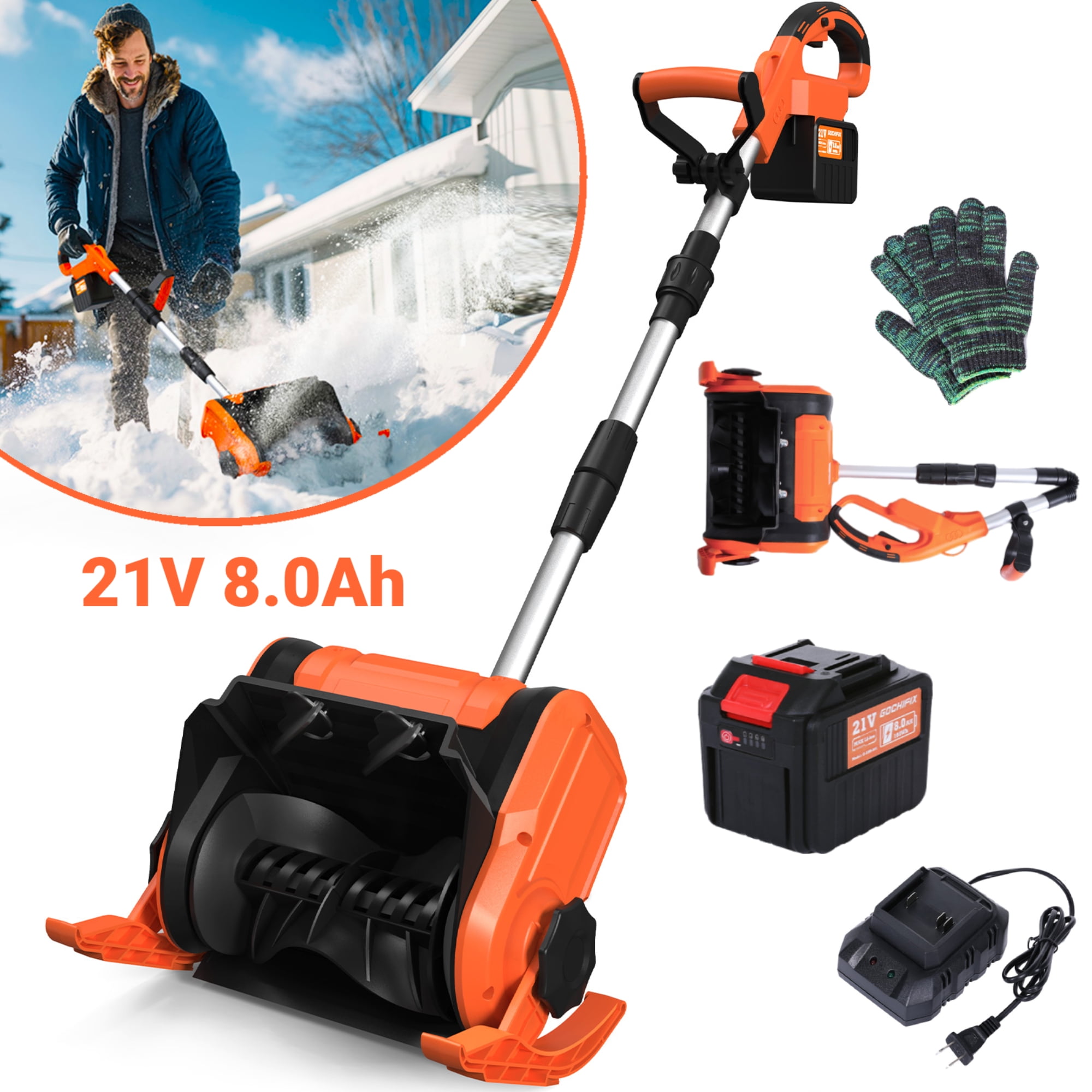 Cordless Snow Shovel,GOCHIFIX 8 inch Electric Snow Shovel With 21V