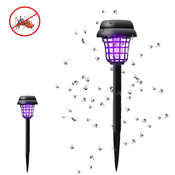 Cordless Solar Bug Zapper Outdoor Waterproof Solar Powered Trap Repellent Lamp with Warm Light Fly Insect Zappers for Yard Garden Patio （3.54x13.98 inch 1PC）