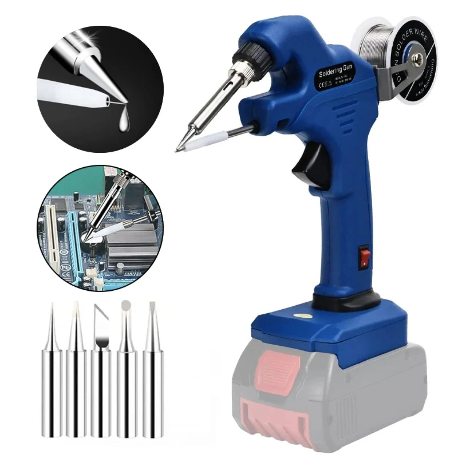 Cordless Soldering Iron Gun for Bosch 18V Li-ion Battery Handheld Welding Gun