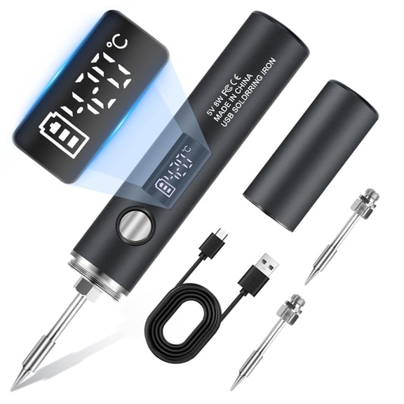 Cordless Soldering Iron Kit, 1400mAh Rechargeable Portable Cordless Soldering Iron, LCD Digital Adjustable Temperature Thermostatic Soldering Gun for Home Appliance Repair