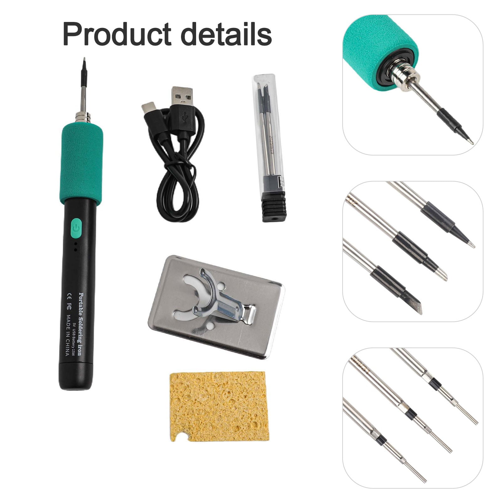 Cordless Soldering Iron Kit Heats in 8 Seconds USB-C Charging & 3 Tips