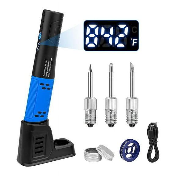 Cordless Soldering Iron Kit, LDE Digital Display USB Rechargeable for Small Projects, DIY
