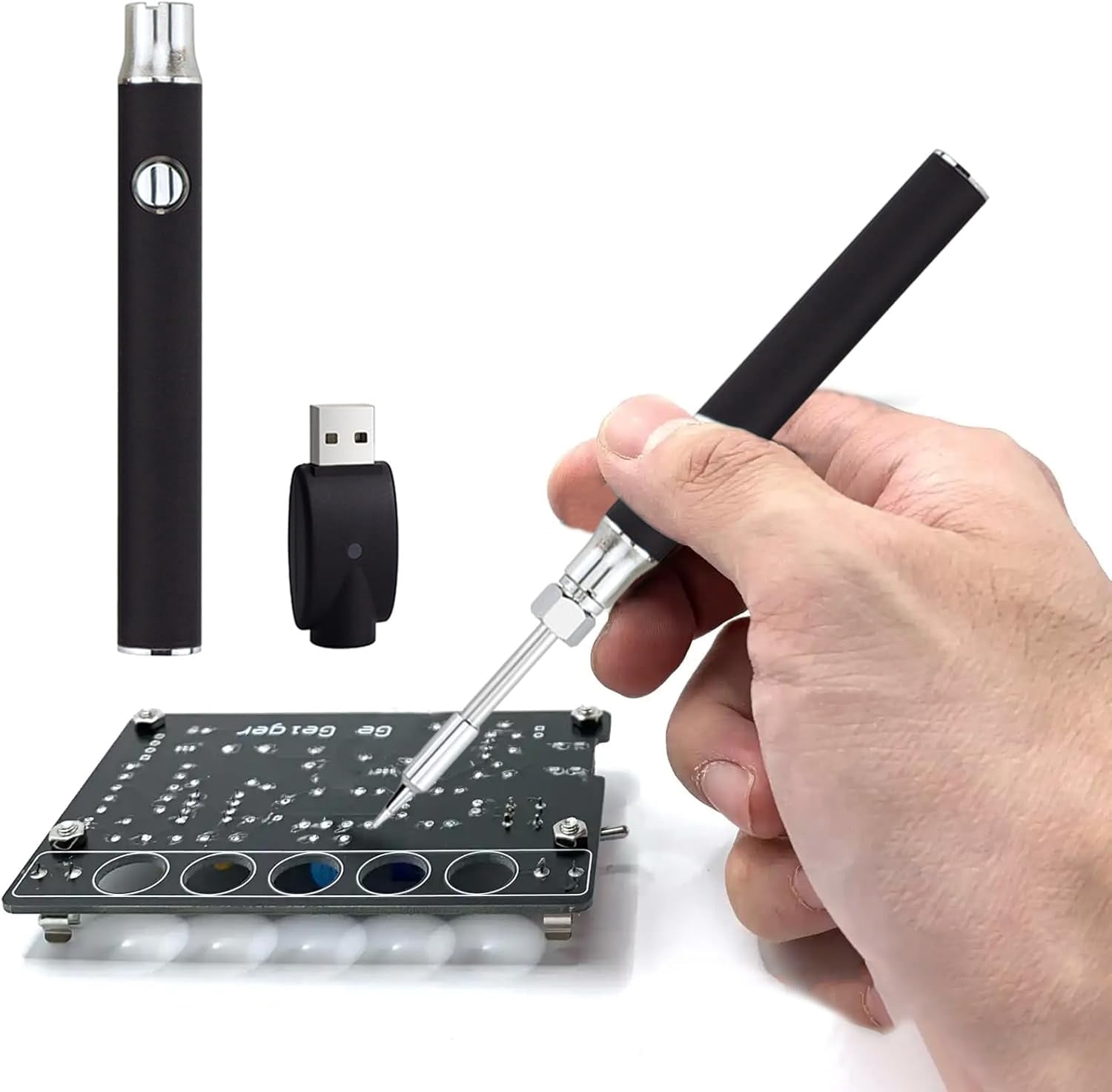 USB Rechargeable 510 Thread Mini Soldering Iron Pen – 3-Level Voltage, 1100mAh Battery, Cordless