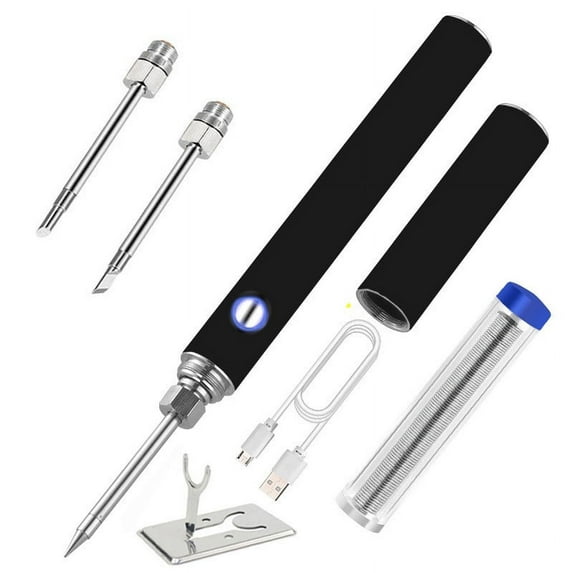 Cordless Soldering Iron Kit, Portable Soldering Iron with LED Display, 7s Fast Heat-up, 392-842°F Adjustable Temp, 3 C210 Soldering Iron Tips, USB-C Wireless Soldering Pen for Work (Black)