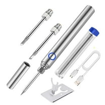 Cordless Soldering Iron Kit, Portable Soldering Iron with LED Display, 7s Fast Heat-up, 392-842°F Adjustable Temp, 3 C210 Soldering Iron Tips, USB-C Wireless Soldering Pen for Work (Silver)