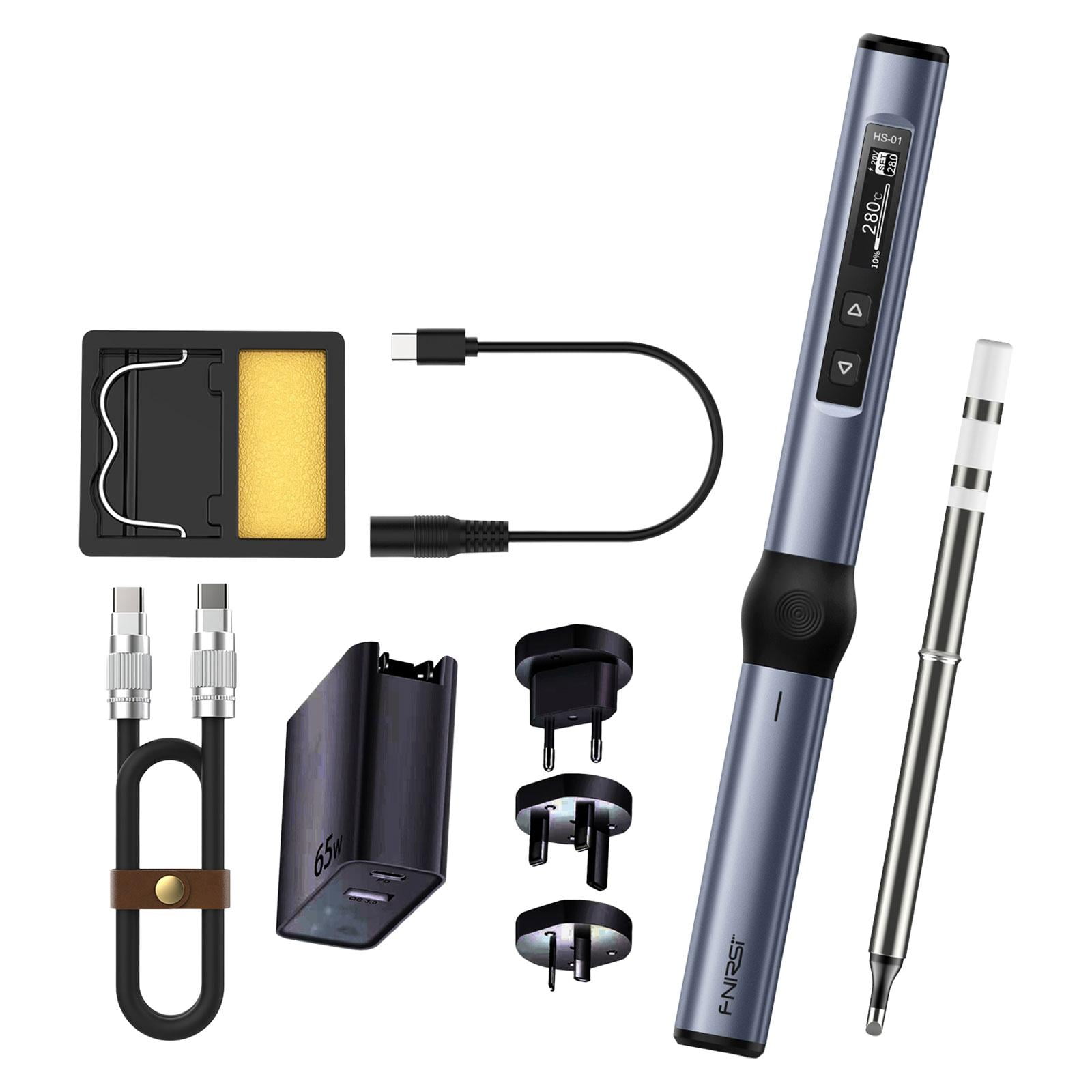 Cordless Soldering Iron,Soldering Iron Mini Digital Soldering Iron Kits,Soldering Iron 80-420 degreeC Fast Heating,Cordless Soldering Iron Kits OLED Screen Display,portable Blue BC2 with PS