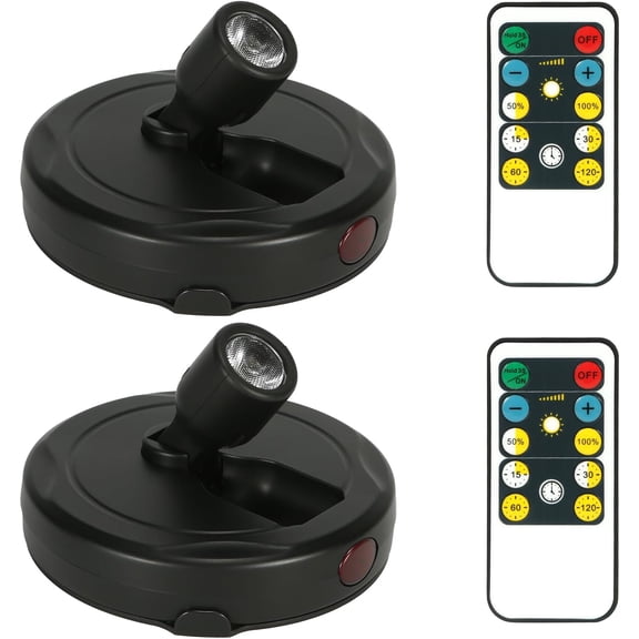 Cordless Spotlight Battery Operated, Indoor Plant Light, LED Display Puck Lights, Dimmable Accent Lighting with Remote, Uplight for Picture Tree Painting Gallery Dartboard Art Photo