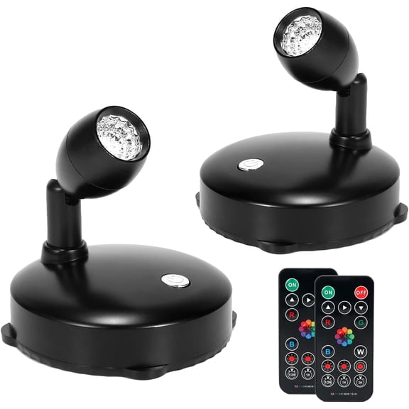 Cordless Spotlight Battery Operated, RGB Uplights with Remote and Timer, LED Indoor Plant Light, Dimmable Tree Accent Lighting, Color Changing Wall Lights for Art Painting Picture Dartboard