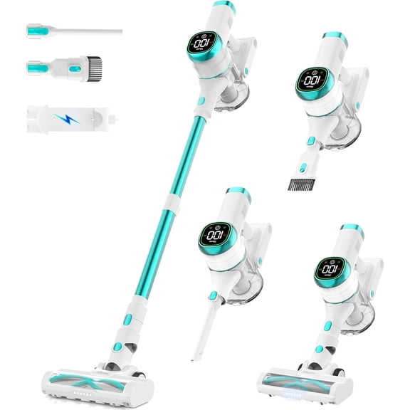 Cordless Stick Vacuum Cleaner, 40000Pa 450W Powerful Suction with LED Screen & Dock, Lightweight for Pet Hair Hard Floors Carpet