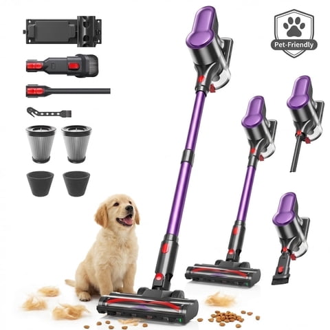 Cordless Vacuum Cleaner, 500W/45Kpa Vacuum Cleaners for Home, 50Mins Stick Vacuum with Anti-Tangle Brush, 3 in 1 Lightweight Wireless Vacuum Rechargeable for Floors Carpet Pet Hair