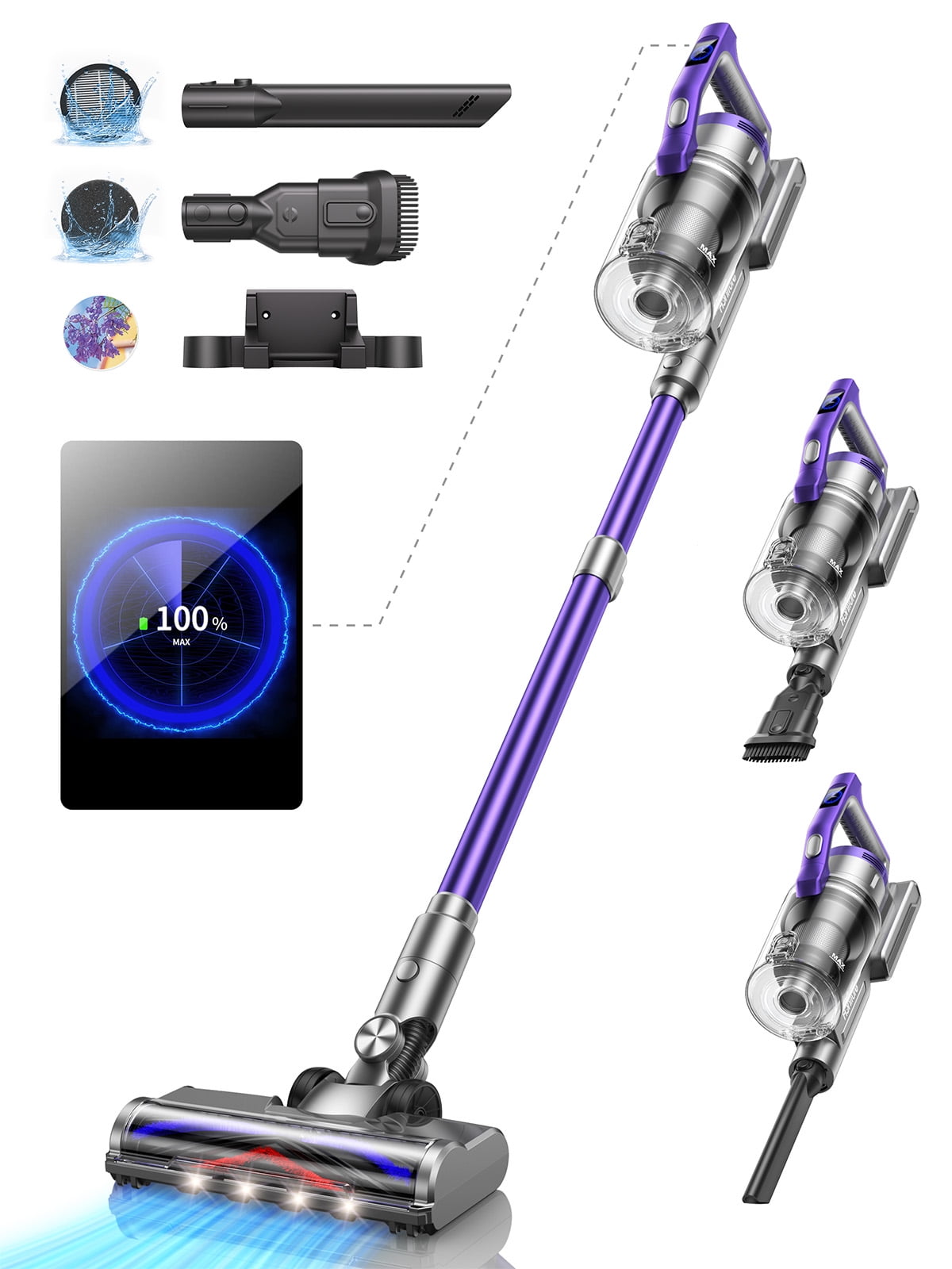 Cordless Stick Vacuum Cleaners 450W 33KPa Powerful Touch Display