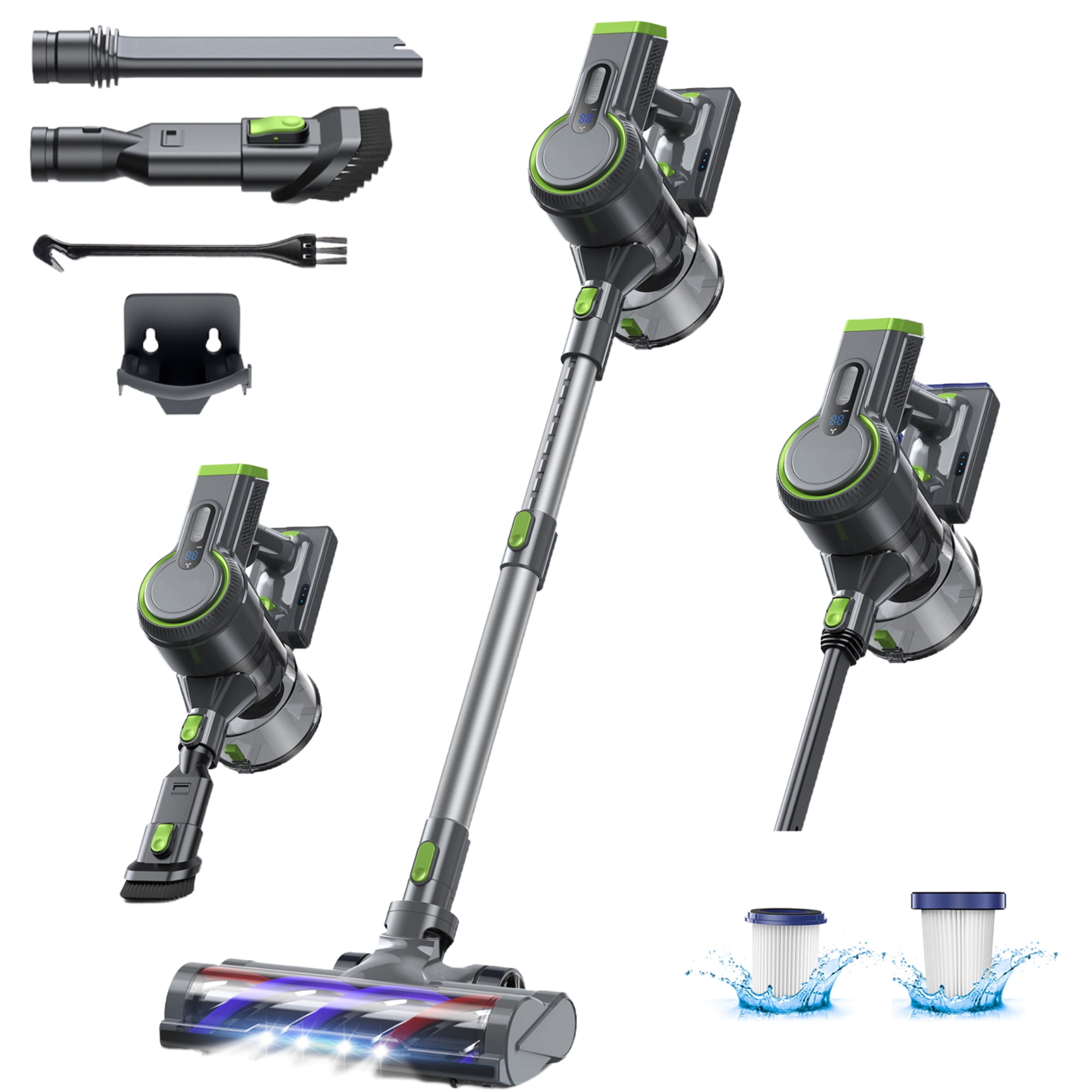 Cordless Stick Vacuum with Lightweight Powerful Suction 6 in 1 Handheld Vacuum for Home Hard Floor Pet Hair Green