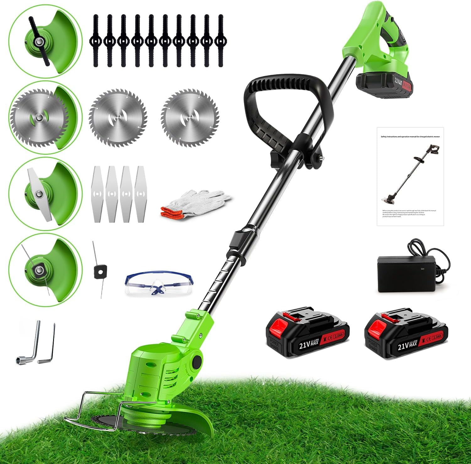 Cordless String Trimmer, 21V Electric Weed Trimmer Battery Powered with ...