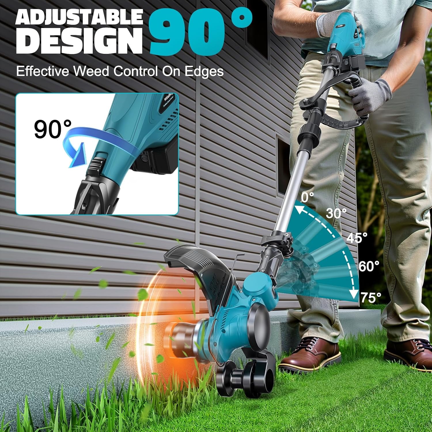 Cordless String Trimmer Compatible with  18V, 3-in-1 Weed Eater Edger Lawn Mower with Brushless Motor for Yard Garden
