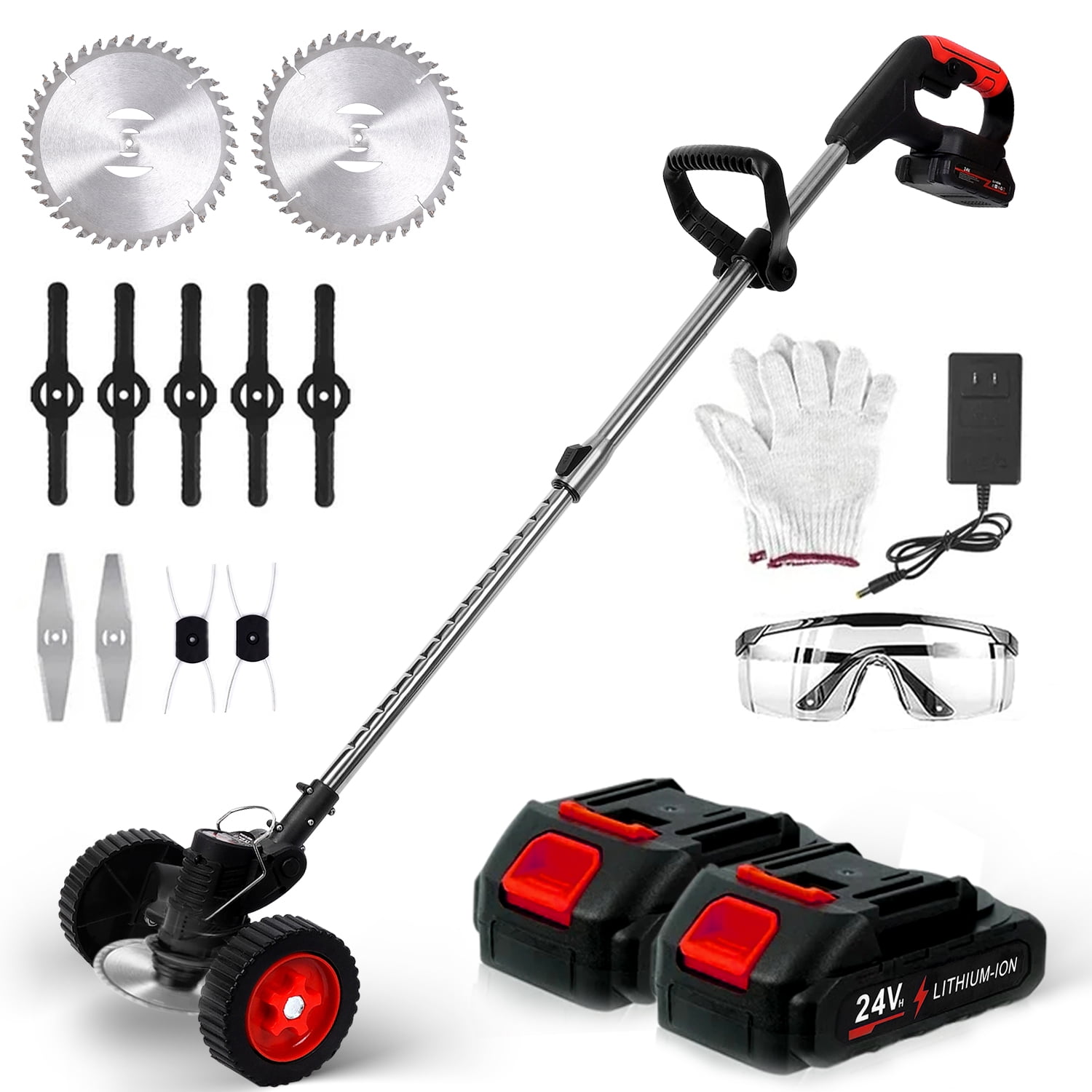 HDJ 24V Cordless String Trimmer, Telescopic Electric Weed Eater with 4 ...