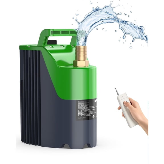 Cordless Submersible Water Pump, Portable   Utility Transfer Pump with Remote Control, 60-Min Runtime, 30FT Lift for Pool Cover, Hot Tub, Basement and Garden