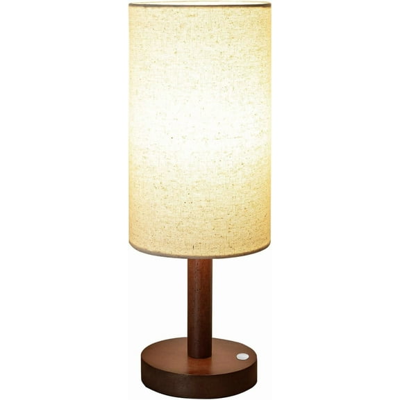 Cordless Table Lamp, 3 Color Dimming Portable Battery Lamp, Touch Control Wood Base Small Bedside Lamps for Night Stands, Living Room, Office(LED Bulb Included) (Cordless Wood Base)