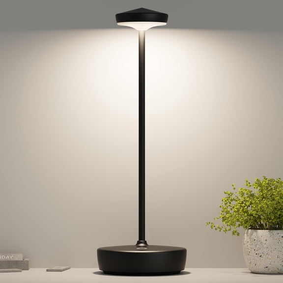 Cordless Table Lamp,5000 mAh Touch Outdoor Table Lamp,Portable  Operated Table Light,with Memory Function Dimmable for Restaurant,,Outdoor(Black)