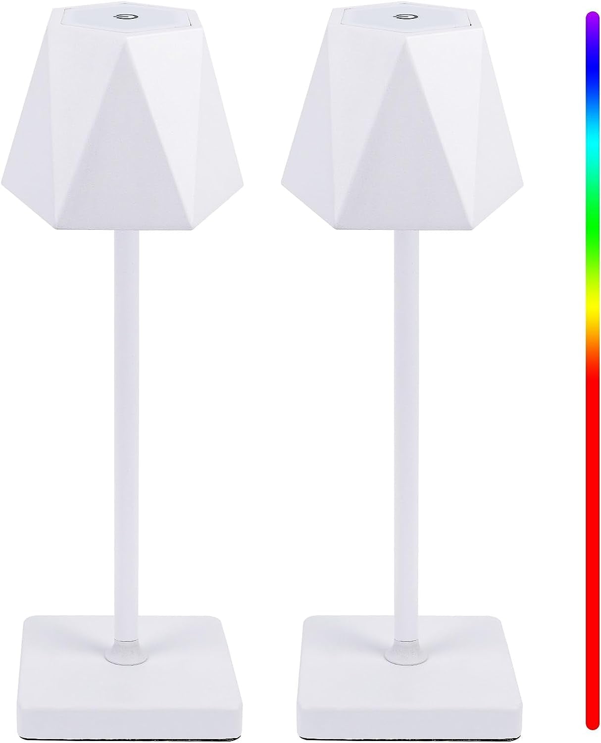 ASIBPXY Cordless Rechargeable Table Lamp, 2-Piece Modern RGB 5 Modes with Stepless Dimming, White