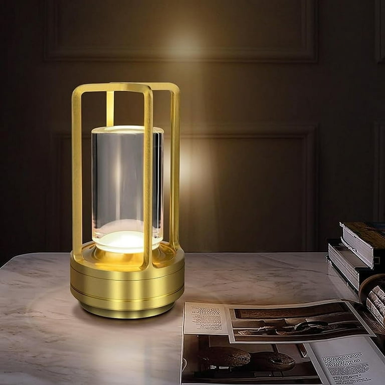 Cordless Table Lamp Lumisom Crystal Lantern Lamp Crystal Lantern Crystal Lantern Rechargeable Battery Powered Portable LED Desk Lamp 3 Color