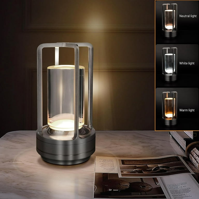 Cordless Table Lamp for Outdoor Indoor, Portable Metal Desk Lamp