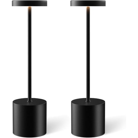 Cordless Table Lamp , Rechargeable 5000mAh Battery Powered Outdoor Table Lamps, Portable LED Desk Lamp, 3 Color Dimmable Light for Restaurant, Patio, Bedroom, Bedside Night Lamp(Black)