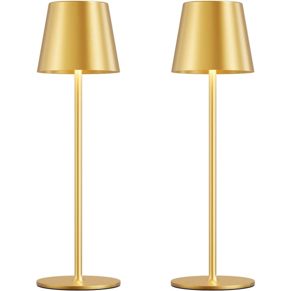 Cordless Table Lamp Rechargeable Gold - KK 2 Pack 5000mAH Battery Operated Lamp for Dining Table, 3 Color Stepless Dimming Waterproof LED Wireless Lamp for Counter, Outdoor Patio, Touch Control
