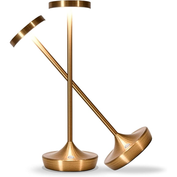 Cordless Table Lamp Rechargeable - LED Battery Operated Table Light - Portable Touch Dimmable Outdoor Waterproof Table Lamps for Patio Restaurant Dining (Bronze)