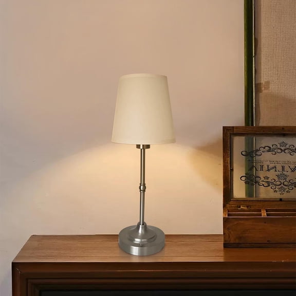 Cordless Table Lamp Rechargeable Silver Battery Operated Lamp for Decor, 3000k Stepless Dimming Touch Control Wireless Lamp for Bedroom, Dining Table, Counter, Living Room