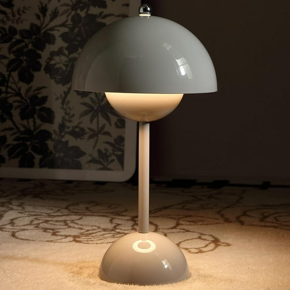 Cordless Table Lamp in Flower Pot, 1800 mAh Battery Table Lamp, Portable Table Lamp for Patio, Small Rechargeable Lamp (White)