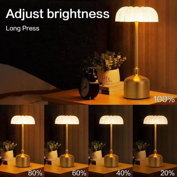 Cordless Table Rechargeable 3000mAh Touch LED Light, 3 Color Dimming, Portable for Home Office Living Room Bedroom