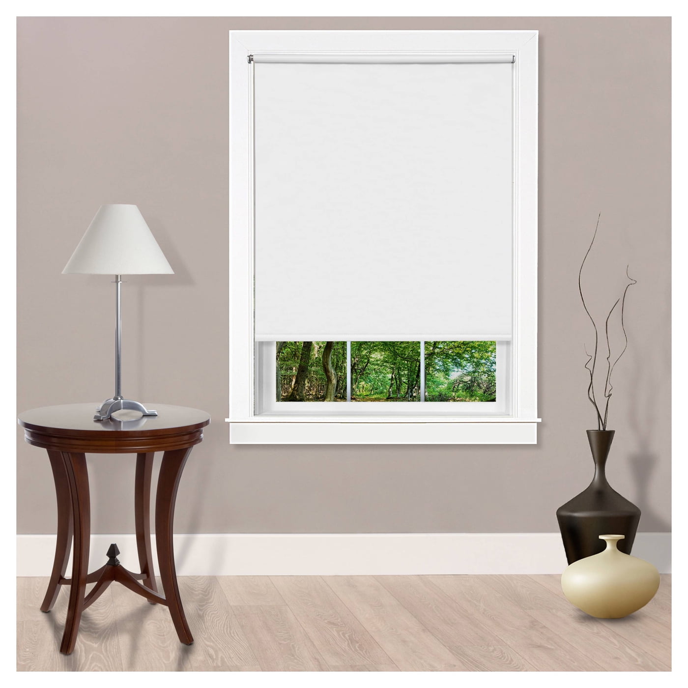 Cordless Tear Down Light Filtering Shade - 37 Inch Width, 72 Inch Length - White- Cord-Free Customizable Room Darkening Horizontal Mini Vinyl Windows Blinds for Interior by Achim Home Decor