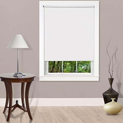 Cordless Tear Down Light Filtering Shade - 55 Inch Width, 72 Inch Length - White- Cord-Free Customizable Room Darkening Horizontal Mini Vinyl Windows Blinds for Interior by  Home Decor