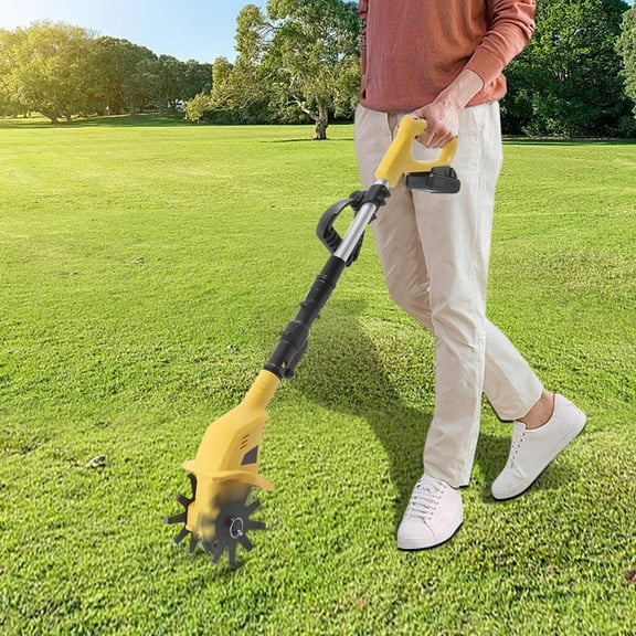 Cordless Tiller Cultivator, 20V 250RPM Electric Tiller, 3.9inch Wide Battery Powered Garden Cultivator, Extendable Pole for Lawn,Yard,Soil Cultivation
