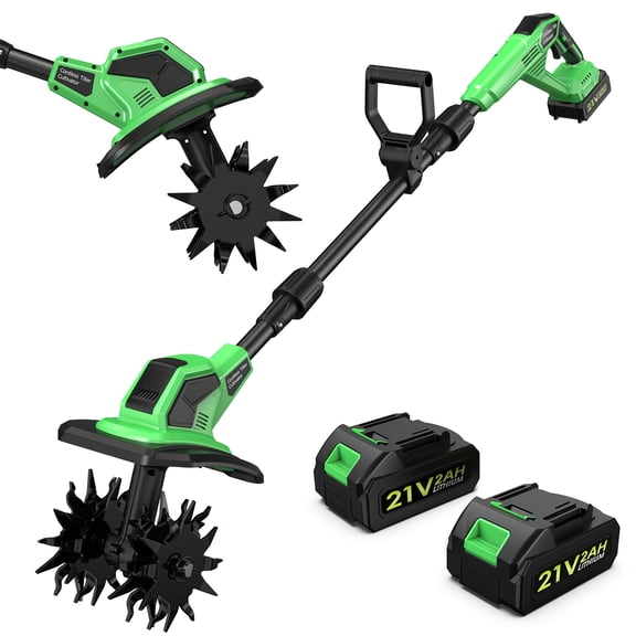 Lnow Cordless Tiller Cultivator,  4PCS  Blades Electric Tiller with Foldable Handle Garden Cultivator  for Gardening, Farmland, Backyards, Lawns, Soil Cultivation