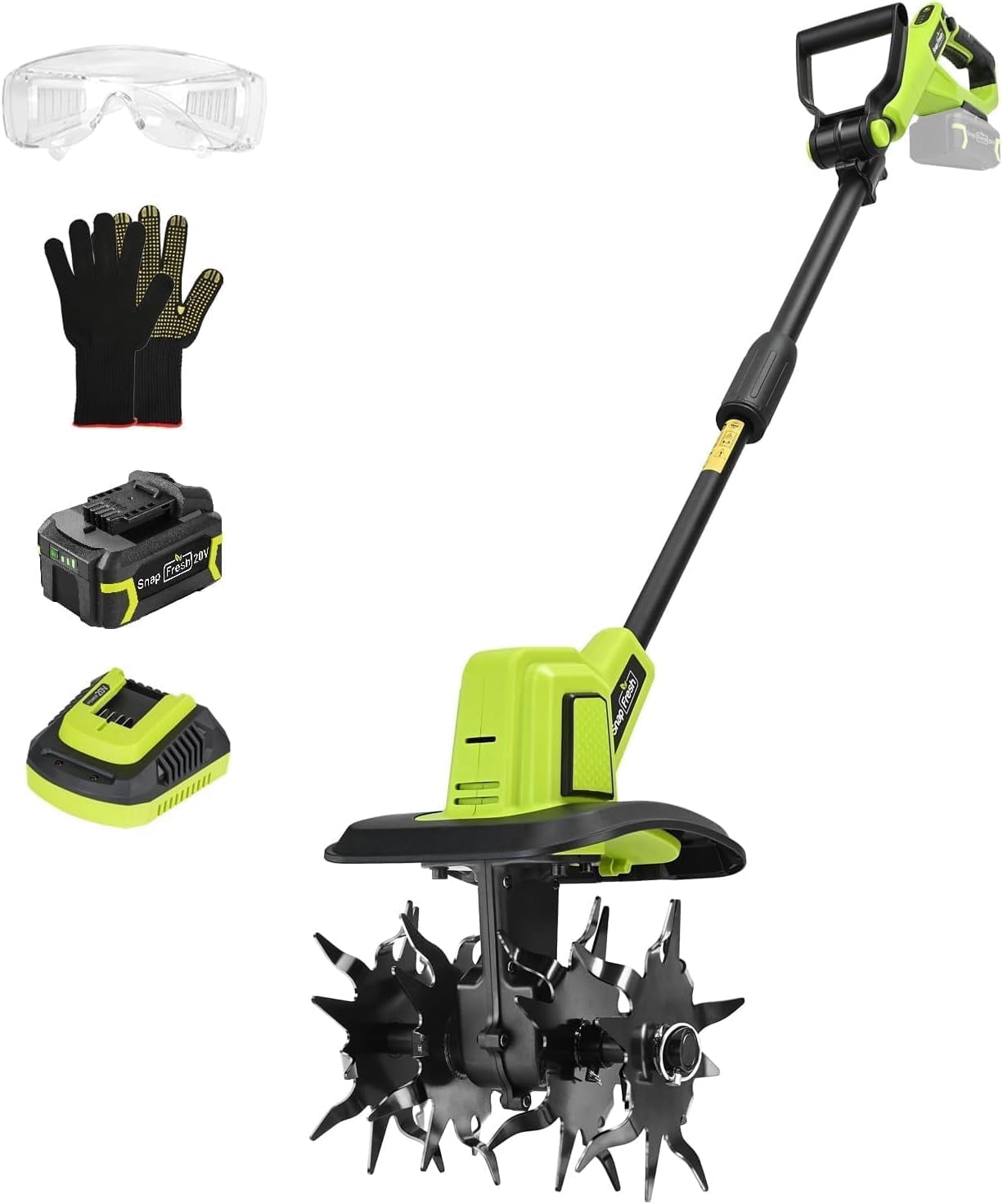 Cordless Tiller Cultivator, 360RPM Electric Garden Tiller with Total ...