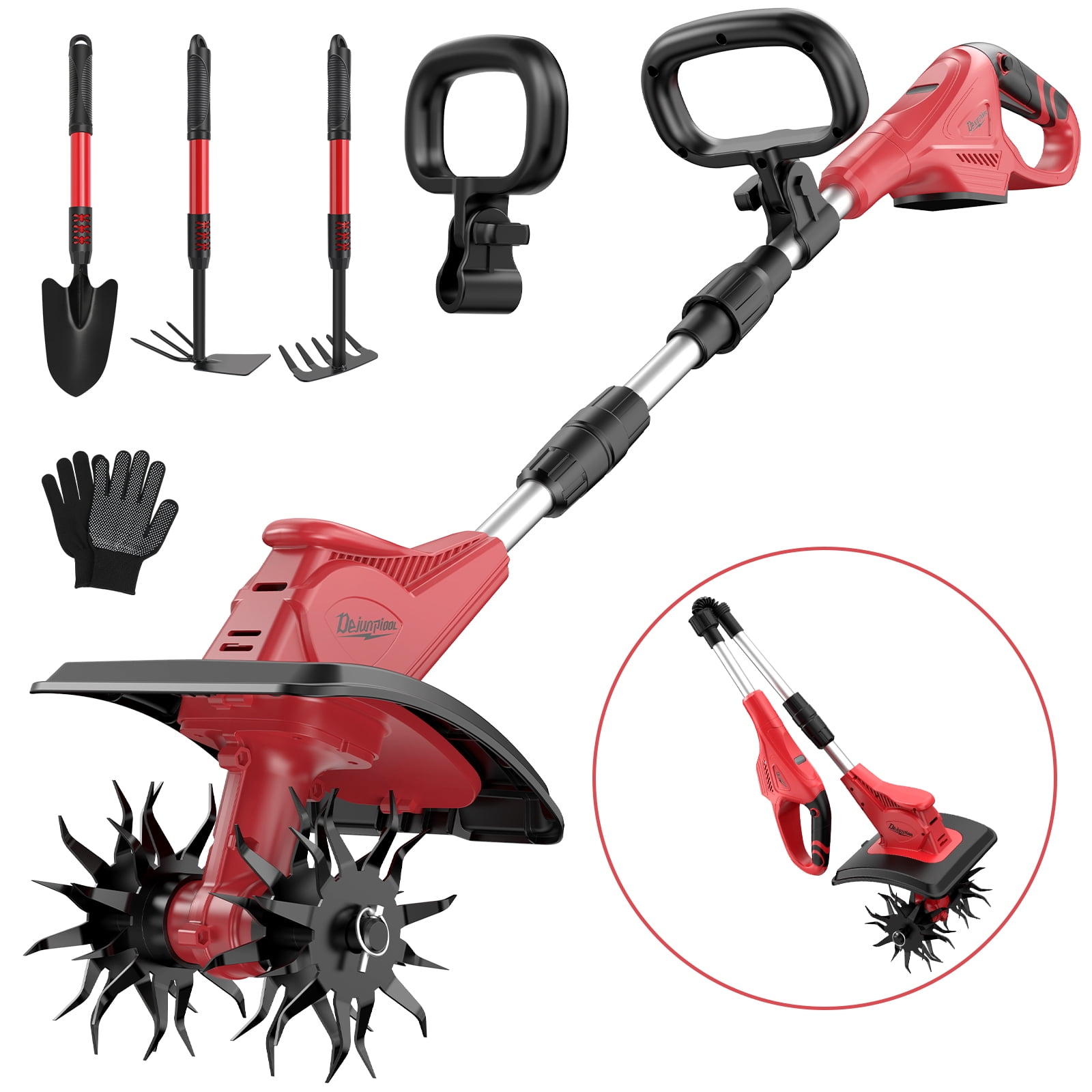 Cordless Tiller Cultivator Compatible with Milwaukee 18V Battery(Tool Only, Not battery), 310RPM Electric Rototiller Garden Tools with 40 Steel Tines, 9.1In Tilling Width & 6.3In Depth Tiller