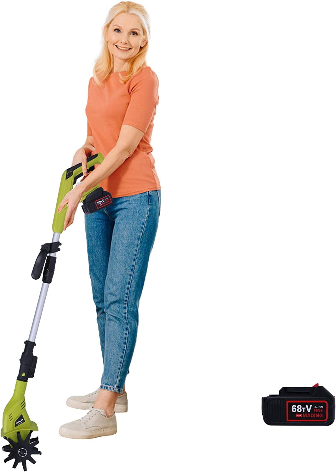 Cordless Tillers/Cultivators Electric, Lightweight & 60 min Work, 20V