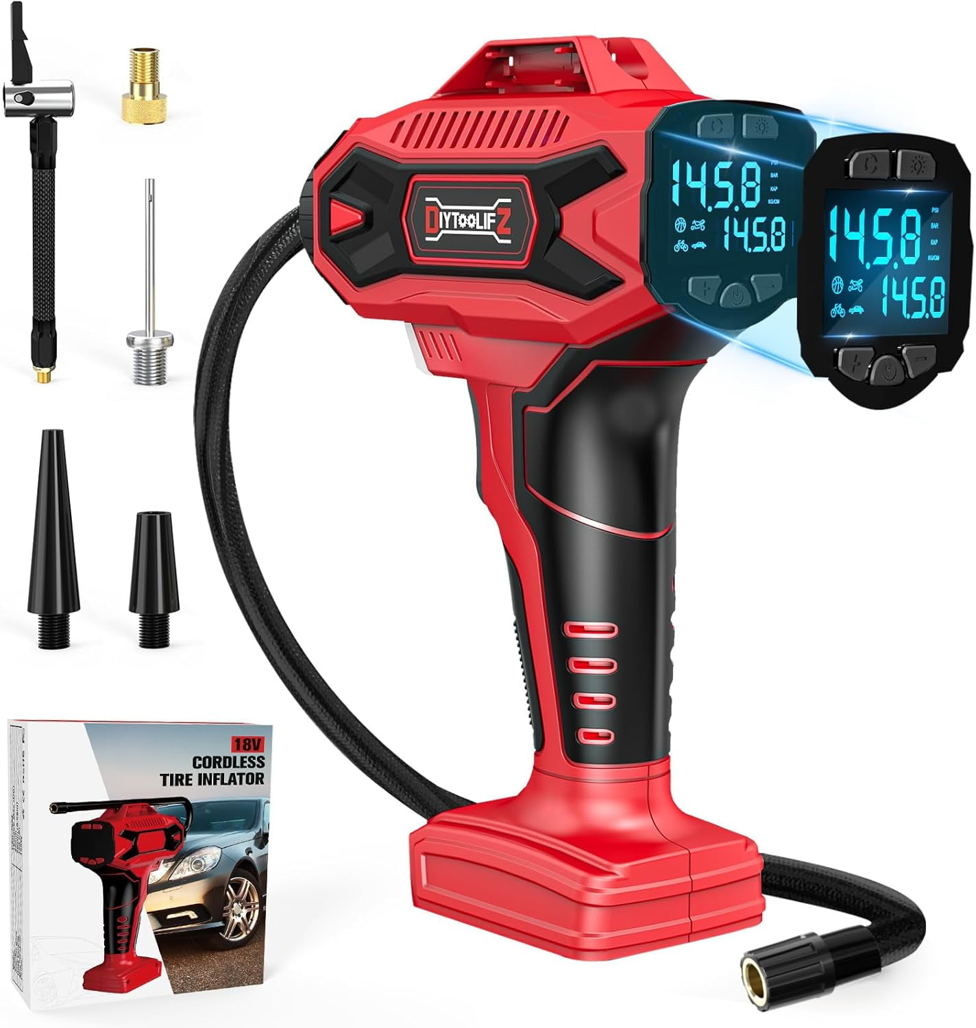 Cordless Tire Inflator Air Compressor for Dewalt 20V Max Battery Portable Handheld Air Pump with Digital Pressure Gauge for Cars Motorcycles Bikes Sport Balls Battery Not Included 160psi Walmart