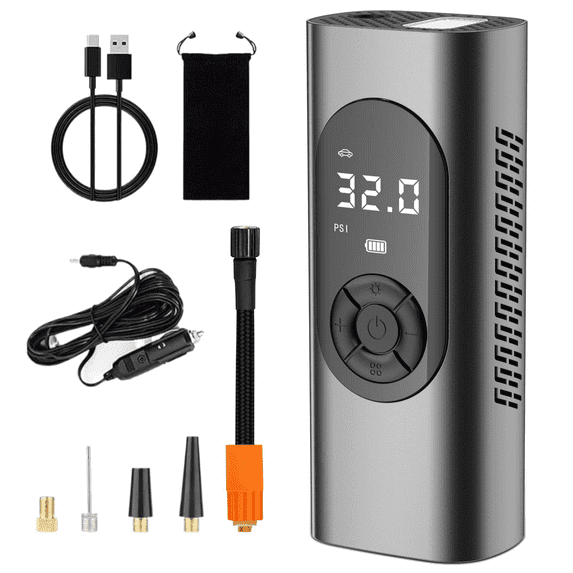 Cordless Tire Inflator, CACHOR 150Psi Air Pump for Car Tires with 6000mAh Rechagable Battery & LED Light Suitable for Cars, Bikes, Balls, Motorcycles