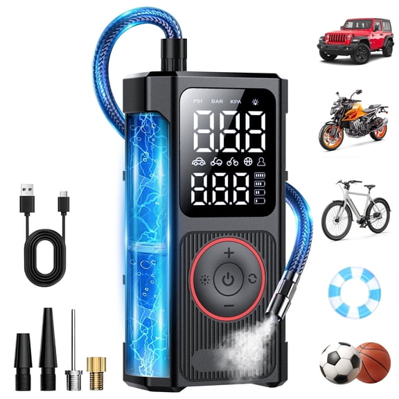 Cordless Tire Inflator Portable Air Compressor, 150 PSI Air Pump for Car Tires, Auto Shutoff with Digital Pressure Gauge & LED Light